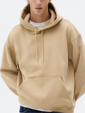 H&M Men's Beige Drawstring Hoodie